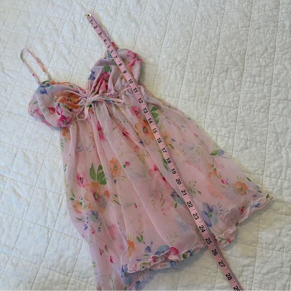 Vintage Sheer Floral Victoria's Secret Pink Babydoll Slip Dress XS Y2K - Picture 3 of 7